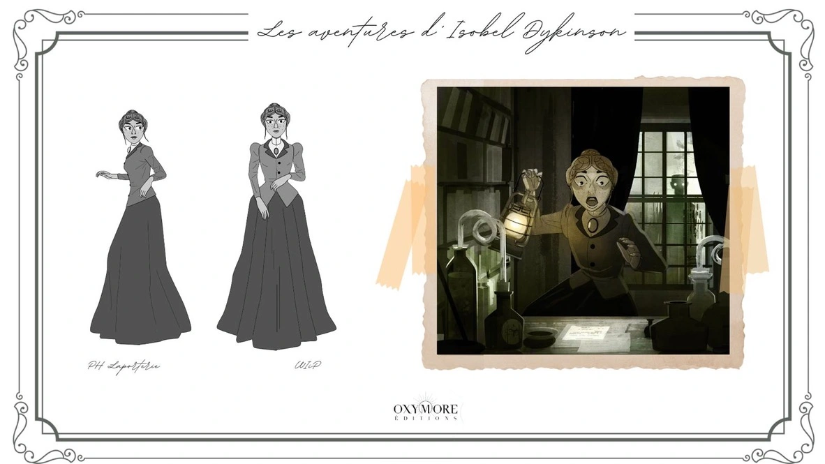 Les aventures d'Isobel Dykinson, character design, Pierre-Henry Laporterie pour Oxymore Éditions
